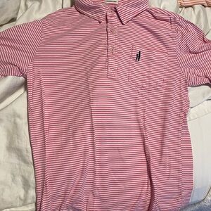 Johnnie-O Kids Polo in Pink and White Stripes